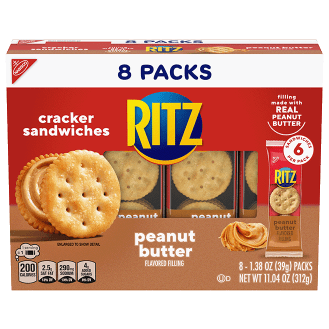 Shop RITZ Peanut Butter Sandwich Crackers with 8 convenient snack packs.